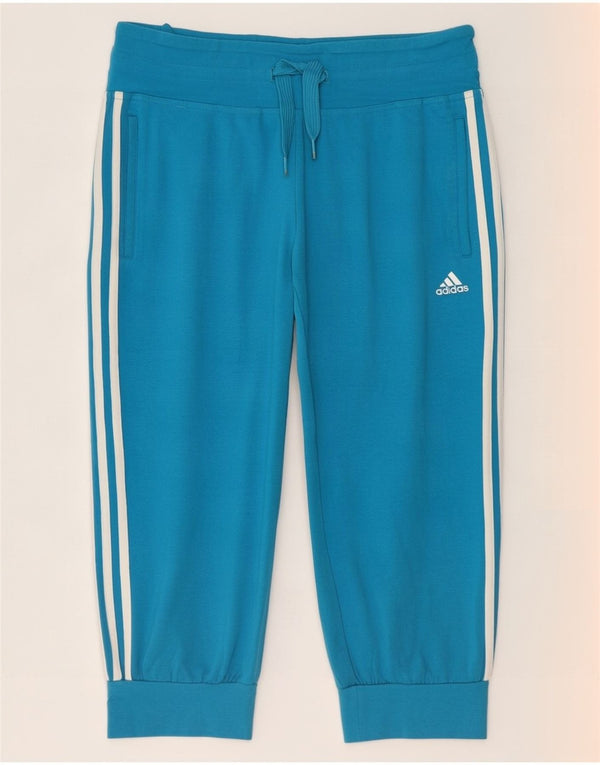Женские спортивные шорты-бермуды Adidas UK 12, хлопковые, среднего синего цвета