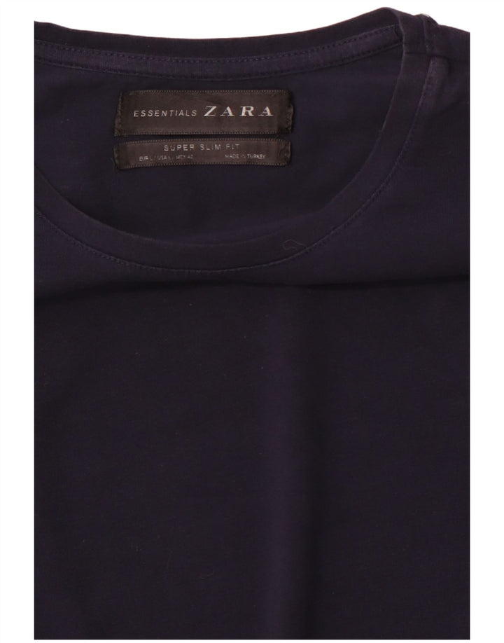 Мужская футболка Super Slim Fit Zara, большой темно-синий