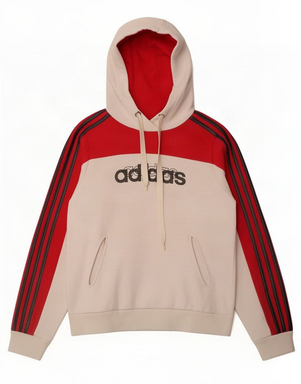 Женский джемпер с капюшоном Adidas с графическим рисунком UK 14, средний белый, хлопок с цветными блоками
