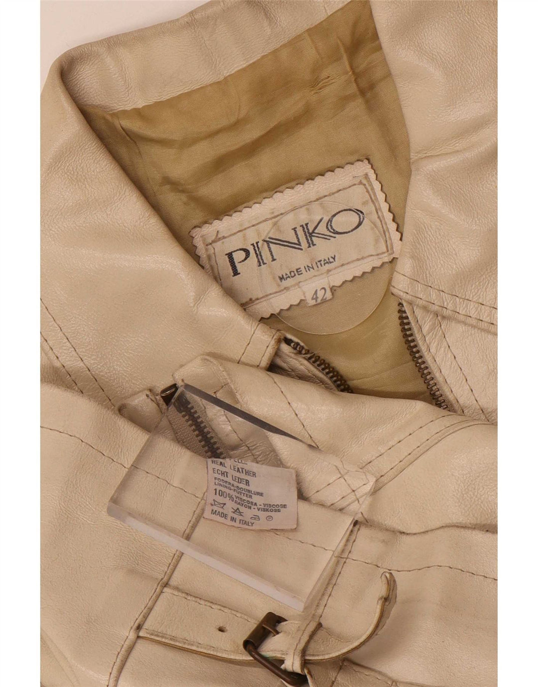 Pinko Женская Кожаная Куртка IT 42 Средний Бежевый