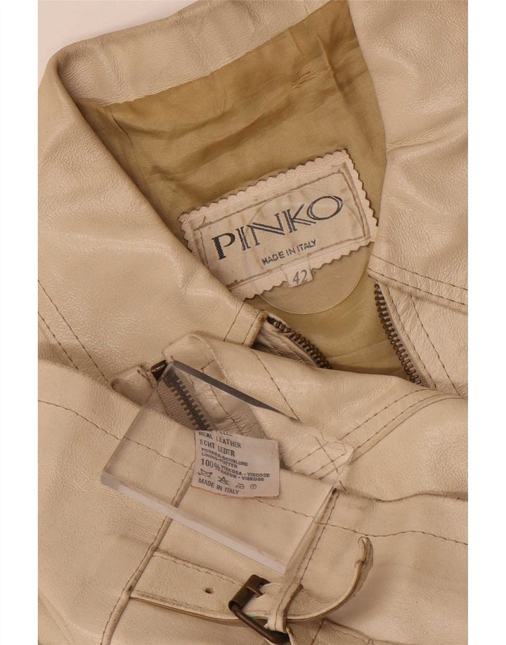 Pinko Женская Кожаная Куртка IT 42 Средний Бежевый