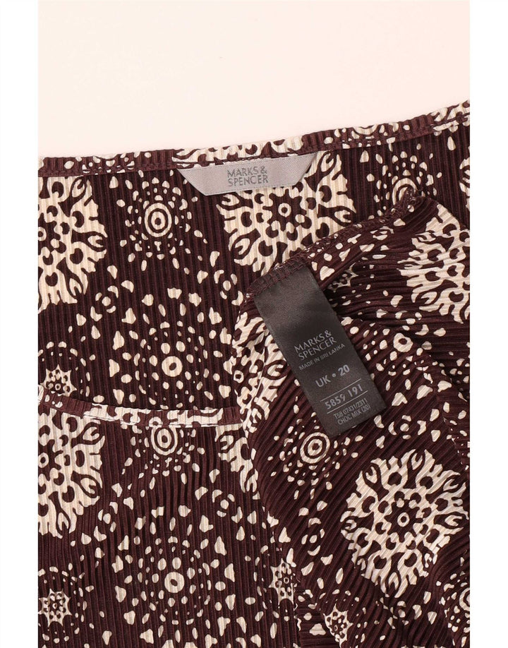 Женский топ с абстрактным узором Marks & Spencer, рукав 3/4, UK 20, 2XL, коричневый