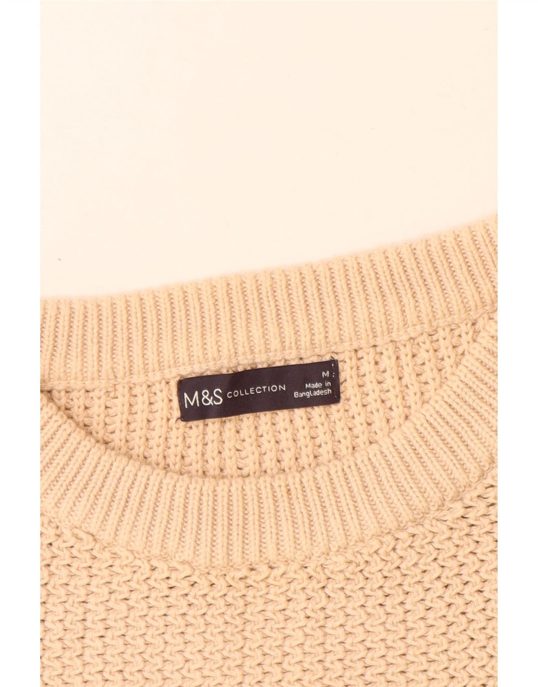 Женский джемпер с круглым вырезом Marks & Spencer UK 14, средний бежевый