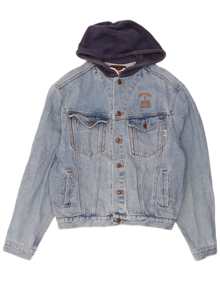 Мужская джинсовая куртка DURANGO с капюшоном UK 40, большая синяя, хлопок с цветными блоками