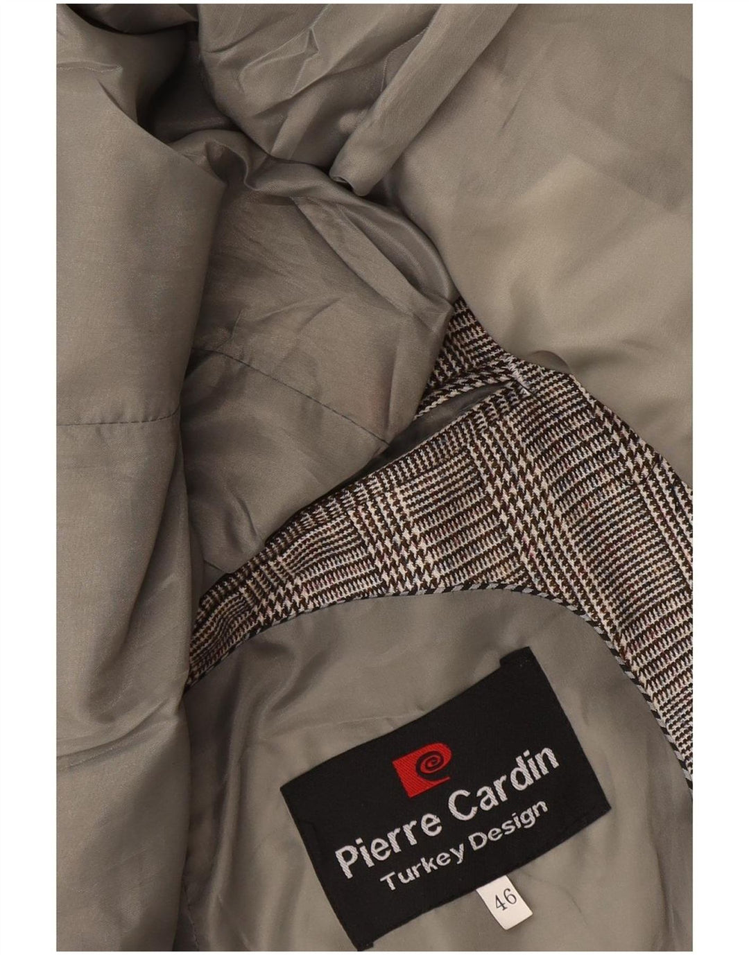 Мужской пиджак Pierre Cardin на 1 пуговице EU 46 маленький серый с узором "гусиные лапки"