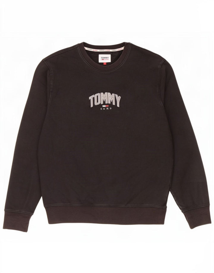 Мужской свитшот Tommy Hilfiger с рисунком, хлопковый джемпер среднего размера, черный