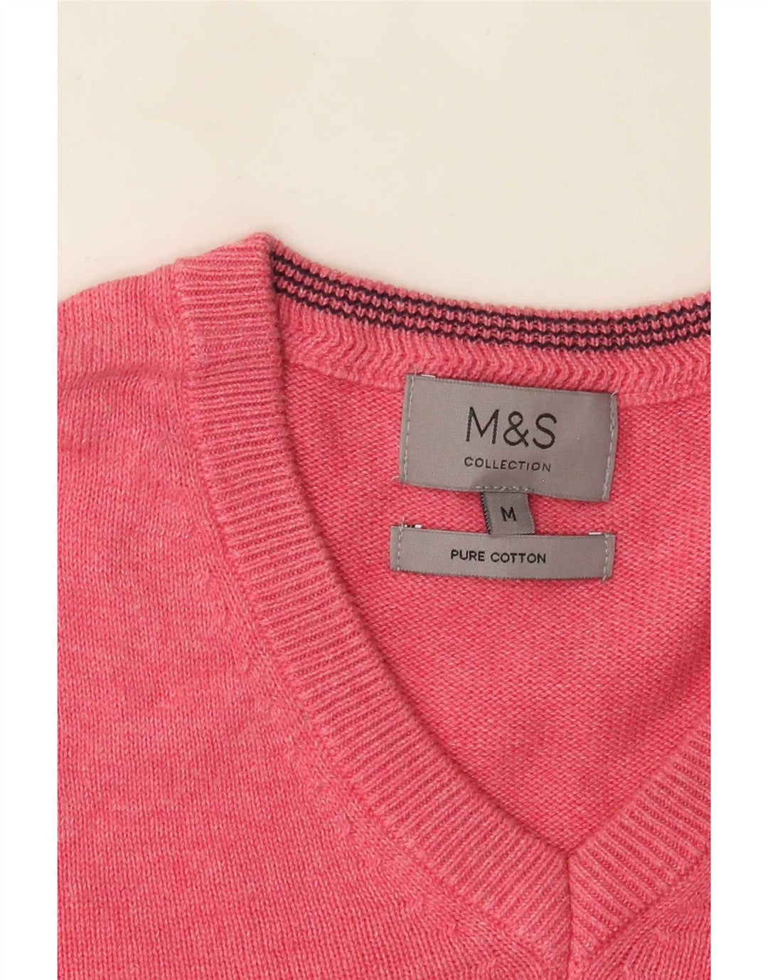 Мужской джемпер с v-образным вырезом Marks & Spencer, хлопковый свитер среднего розового цвета