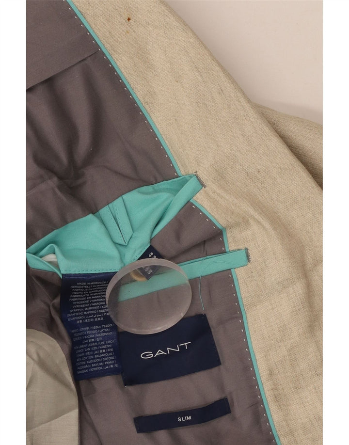 Мужской тонкий пиджак GANT на 2 пуговицах, Великобритания, 38, средний, бежевый, льняной