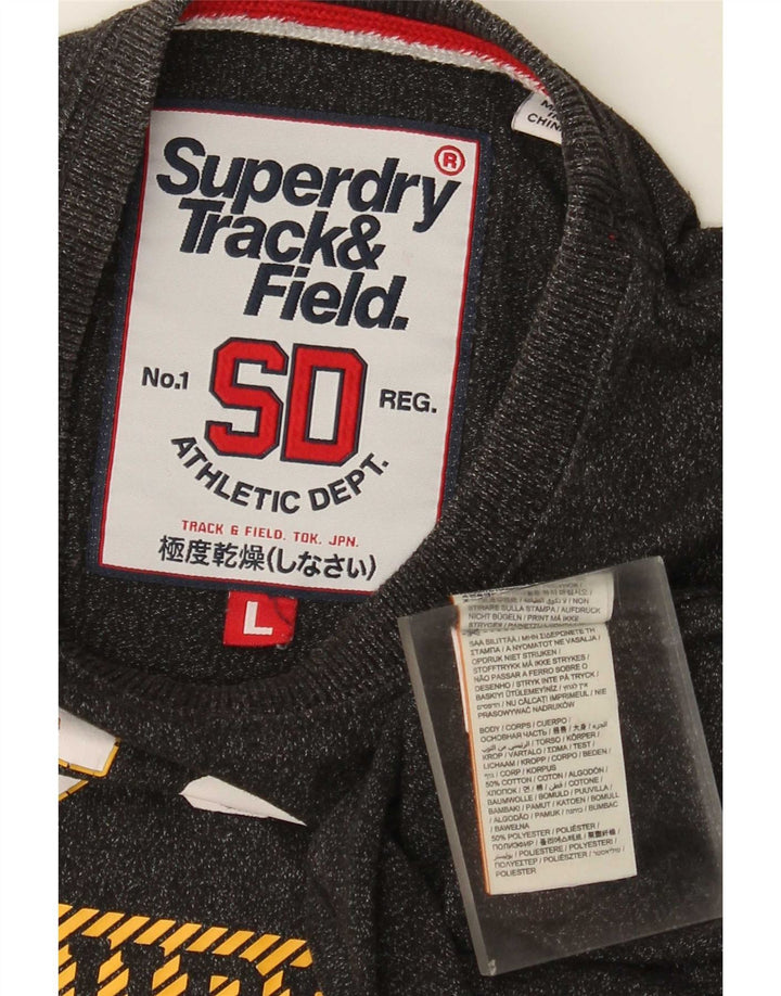 Мужская футболка с рисунком Superdry, большой серый хлопок