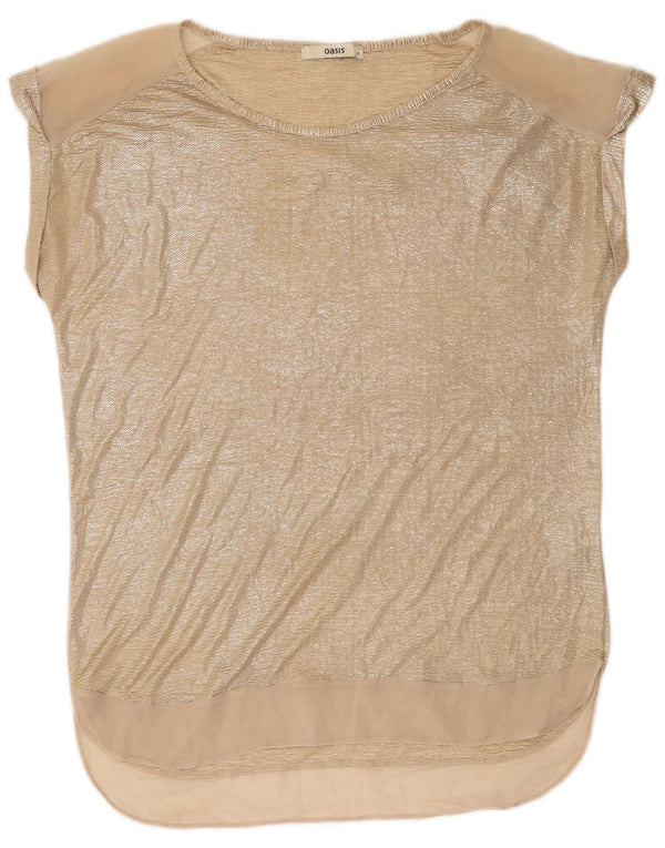 Женская удлиненная блузка большого размера OASIS, топ UK 10, маленький золотой, полиэстер