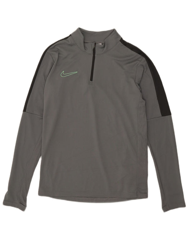 Мужской пуловер с воротником на молнии Nike Dri Fit, маленький серый цветной блок