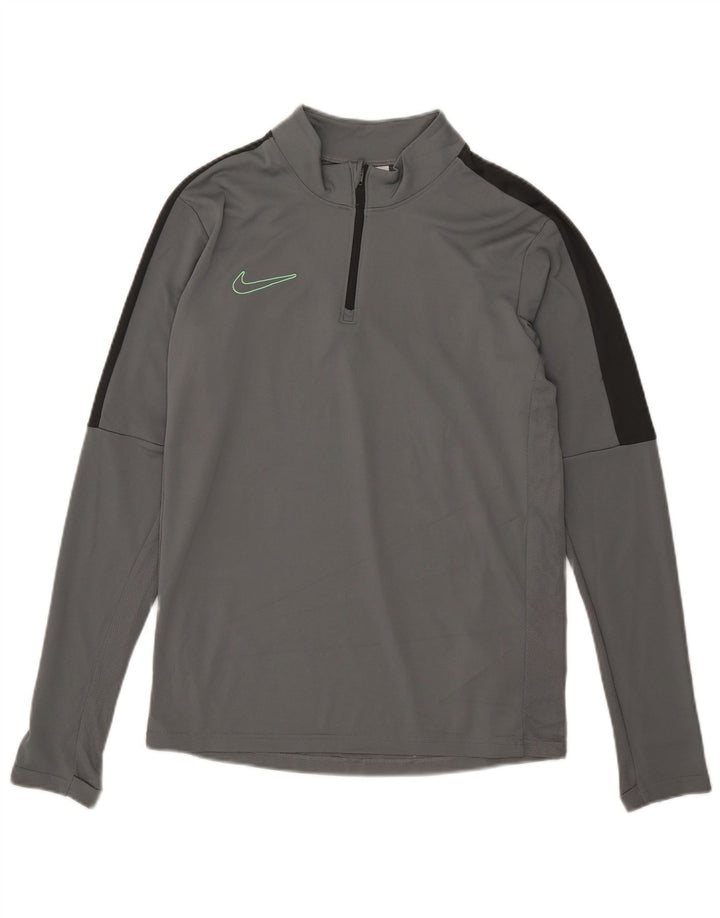Мужской пуловер с воротником на молнии Nike Dri Fit, маленький серый цветной блок