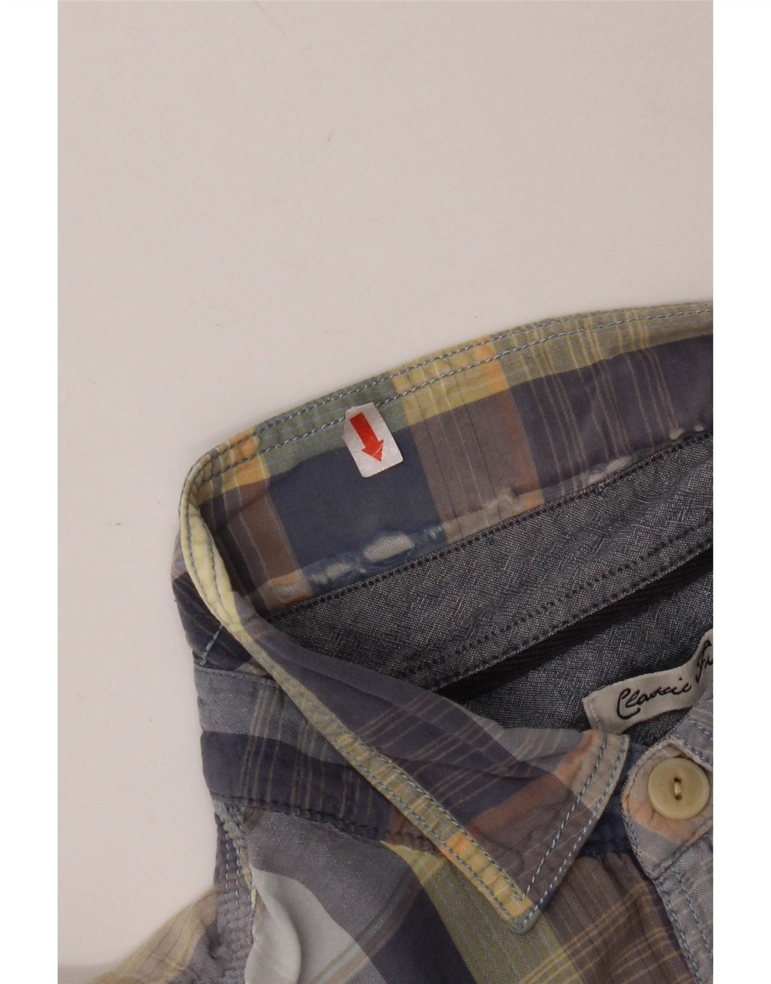 FAT FACE Mens Classic Fit Short Sleeve Shirt Large Blue Check Cotton