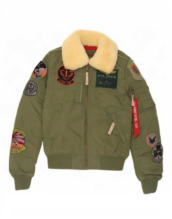 Женский бомбер с графическим рисунком Alpha Industries UK 6 XS Зеленый нейлон