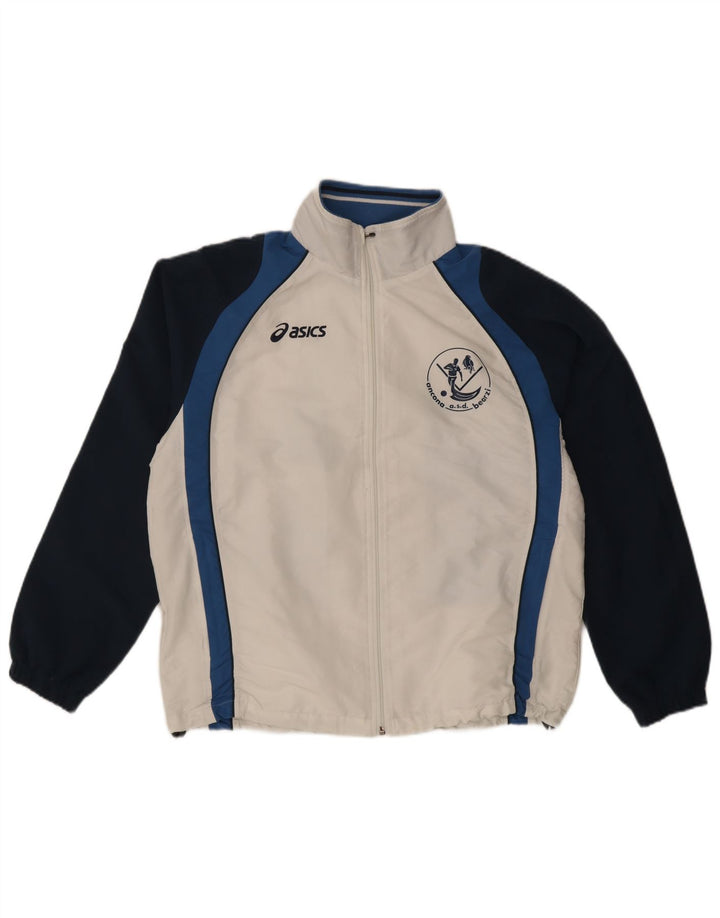 Мужская спортивная куртка с графическим рисунком Asics, большая белая полиэстер с цветными блоками
