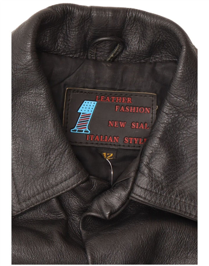 Винтажная женская кожаная куртка IT 42 Medium Black Leather