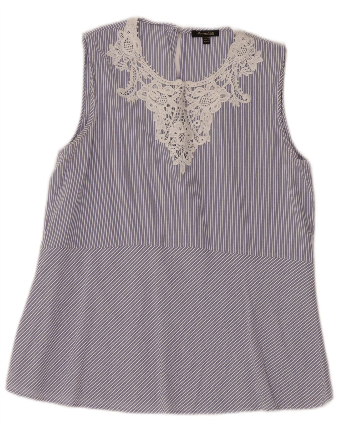 MASSIMO DUTTI Женская блузка без рукавов, топ EU 40, средний синий в полоску