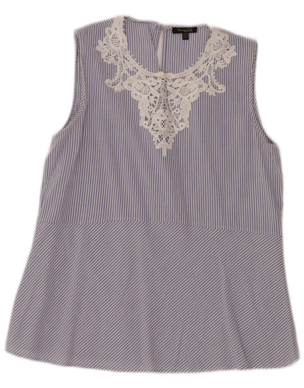 MASSIMO DUTTI Женская блузка без рукавов, топ EU 40, средний синий в полоску