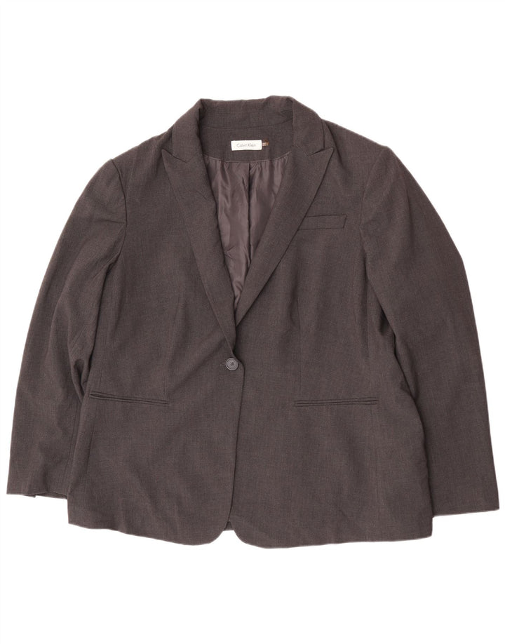 Женский пиджак на 1 пуговице Calvin Klein UK 20 2XL, серый полиэстер