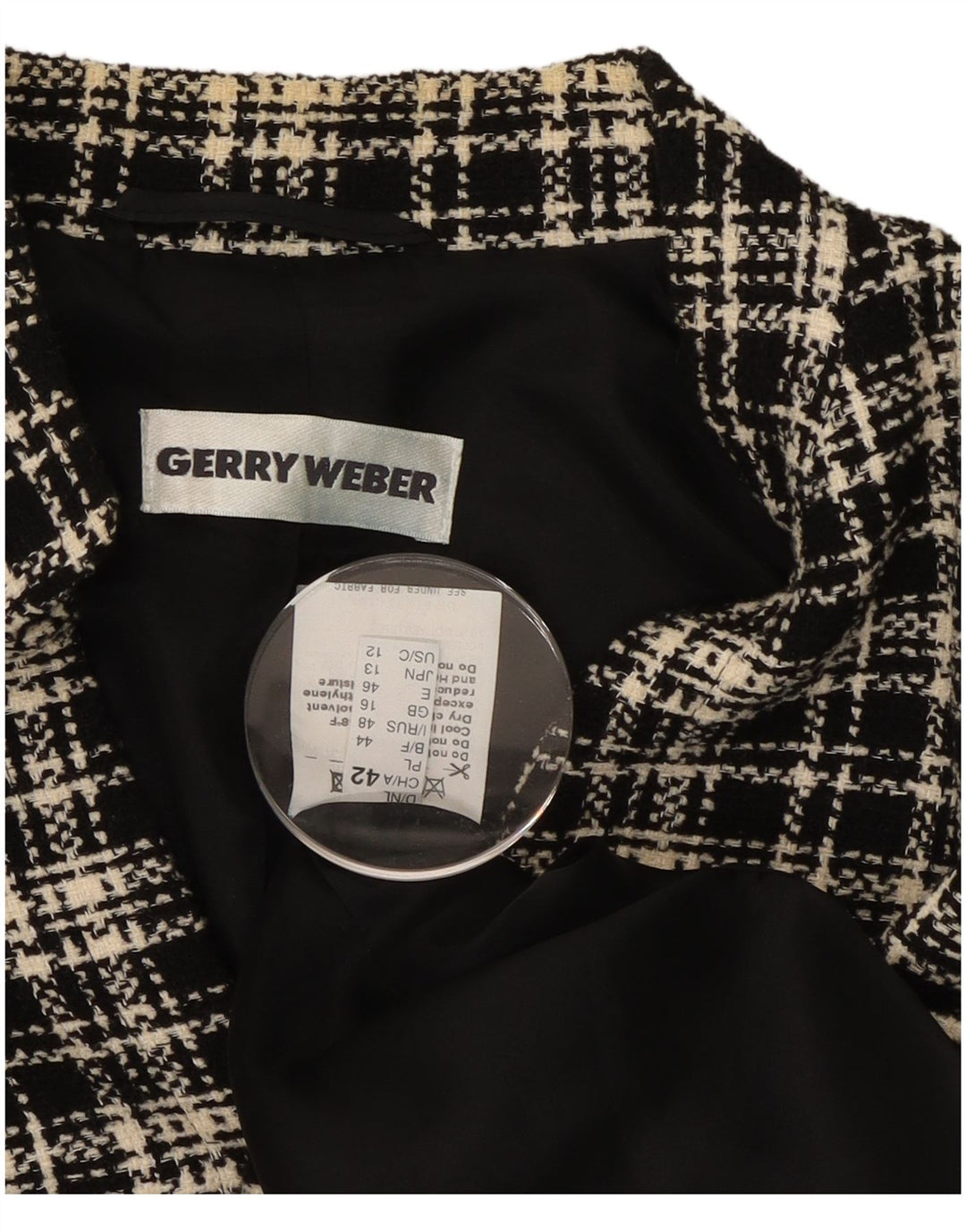 Женский пиджак Gerry Weber UK 16, большой черный полиэстер в клетку