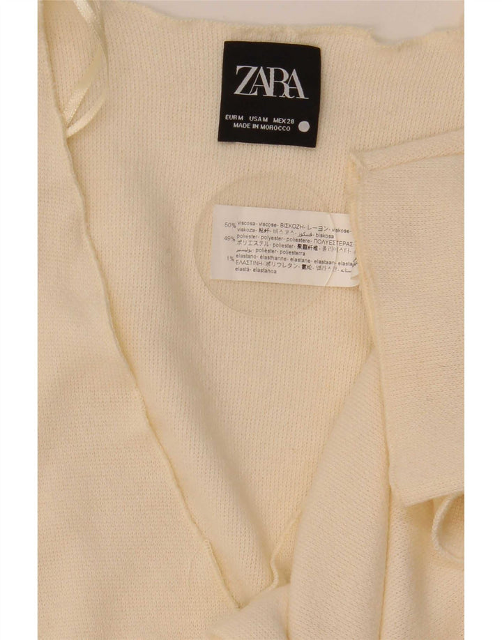 Женский кардиган Zara UK 14, средний цвет из вискозы белого цвета
