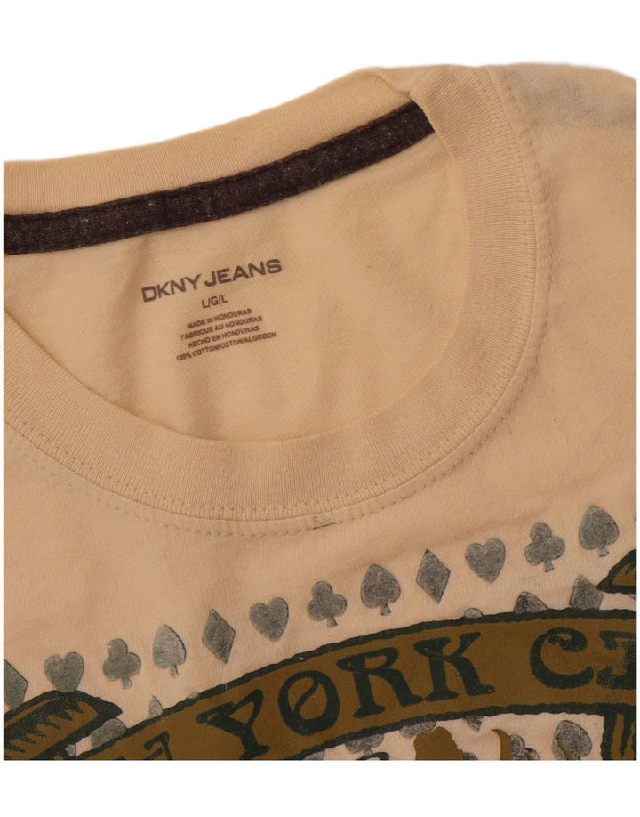 DKNY Мужская футболка с рисунком, большой бежевый хлопок