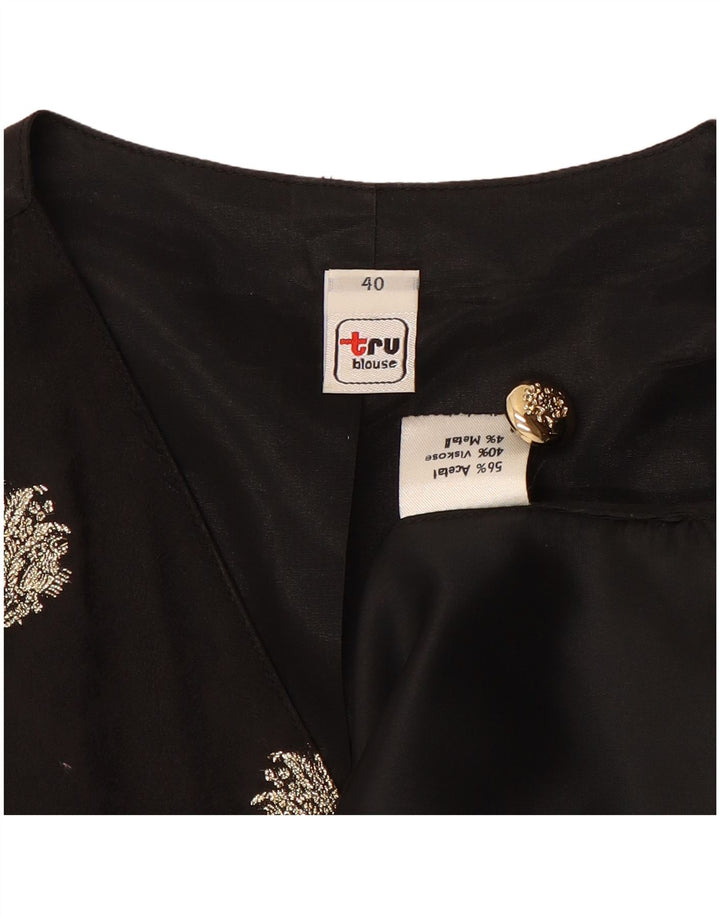 TRU Женский жилет EU 40 Средний Черный Цветочный Ацетат