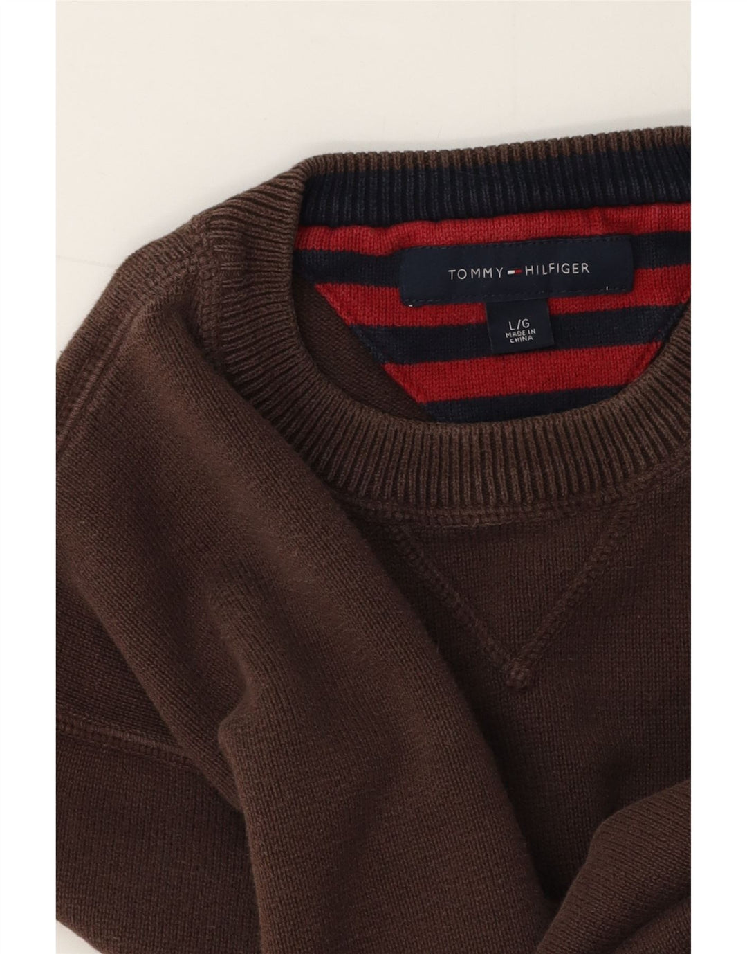 Мужской джемпер с круглым вырезом Tommy Hilfiger, большой коричневый