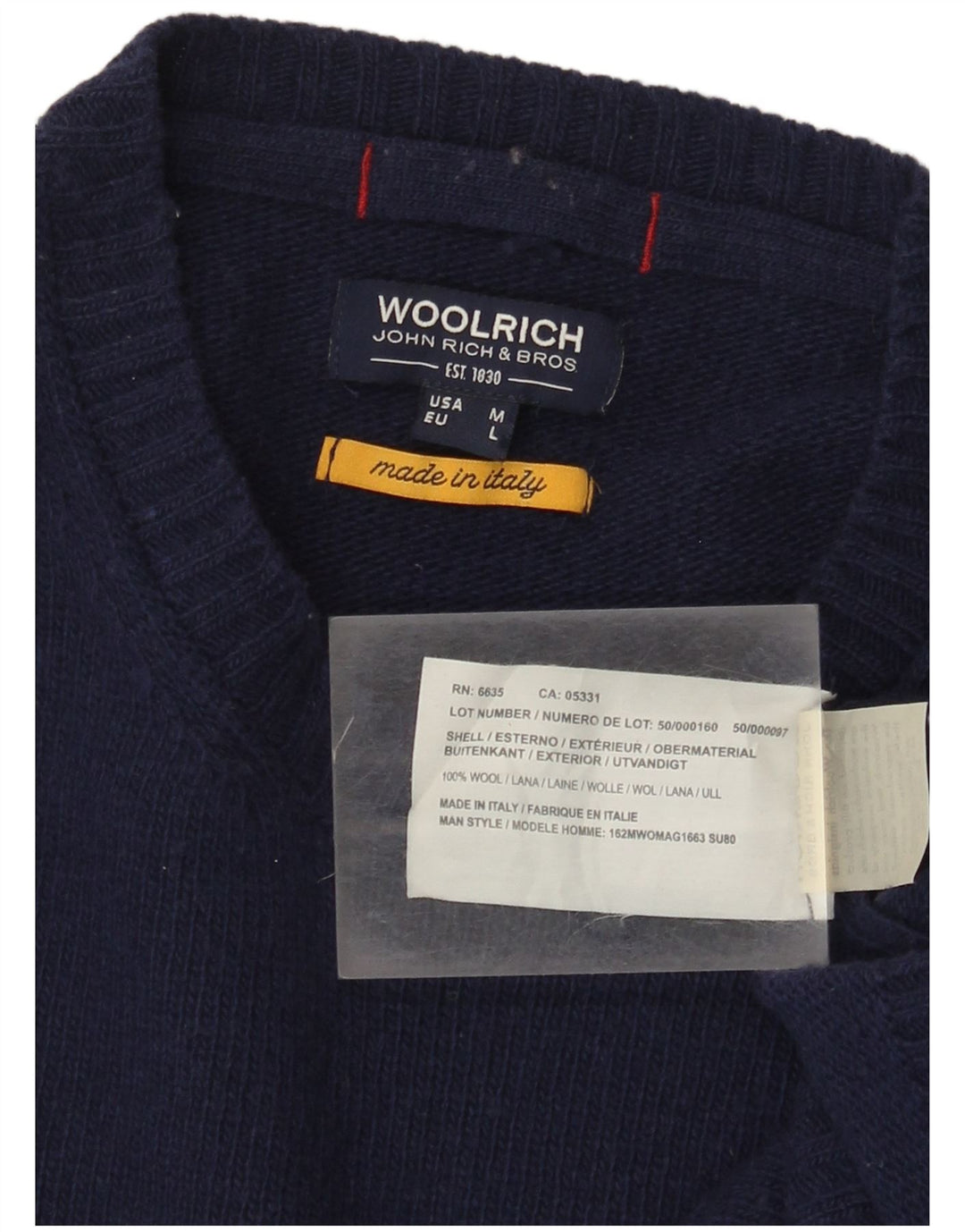 Мужской джемпер Woolrich с круглым вырезом и графикой, средний темно-синий шерстяной свитер США
