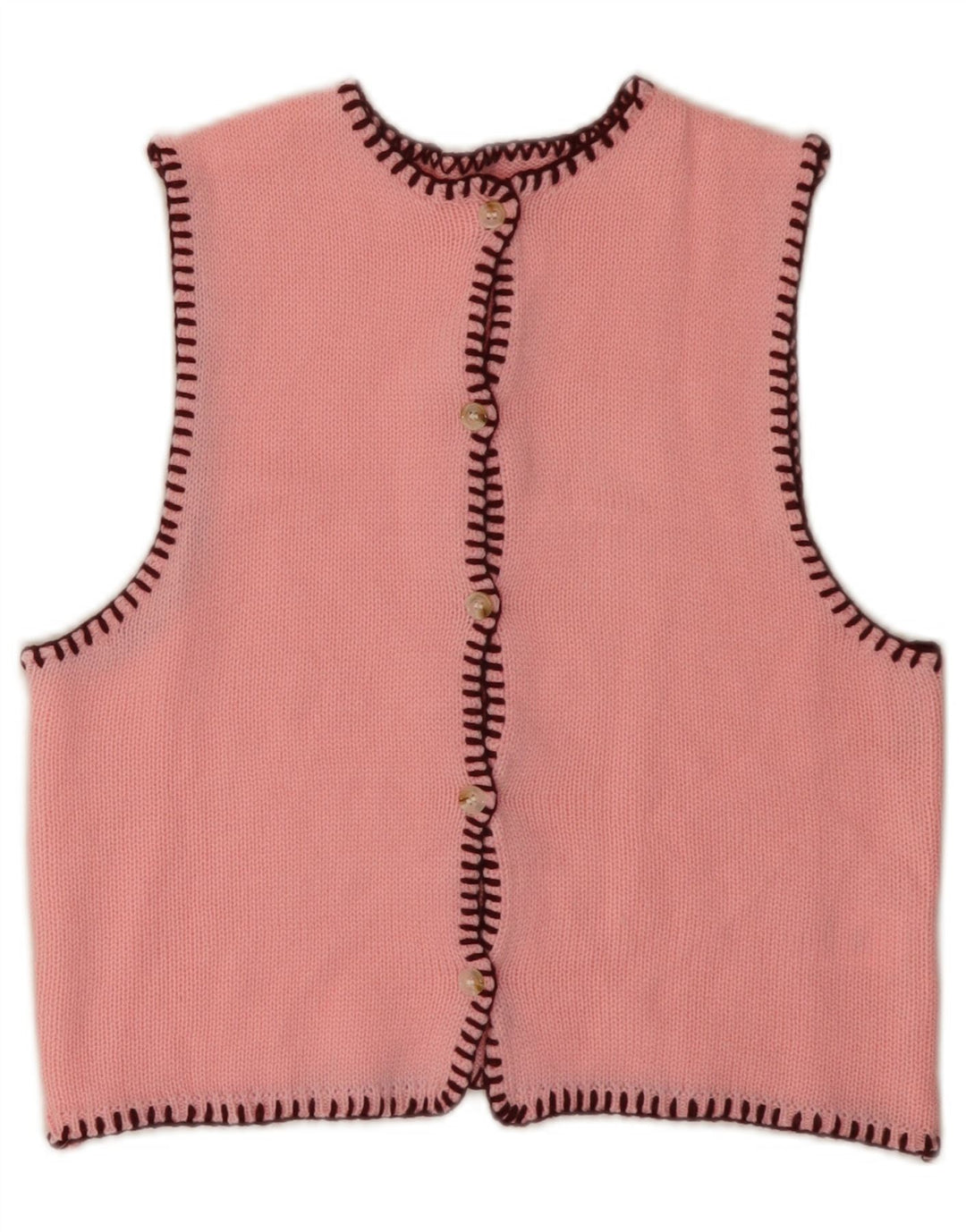 ВИНТАЖНЫЙ женский укороченный кардиган без рукавов, Великобритания, 6 XS, розовый акрил