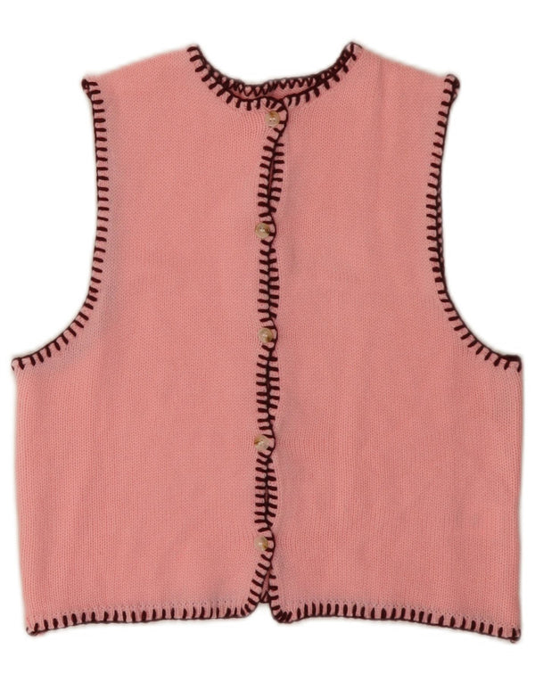 ВИНТАЖНЫЙ женский укороченный кардиган без рукавов, Великобритания, 6 XS, розовый акрил