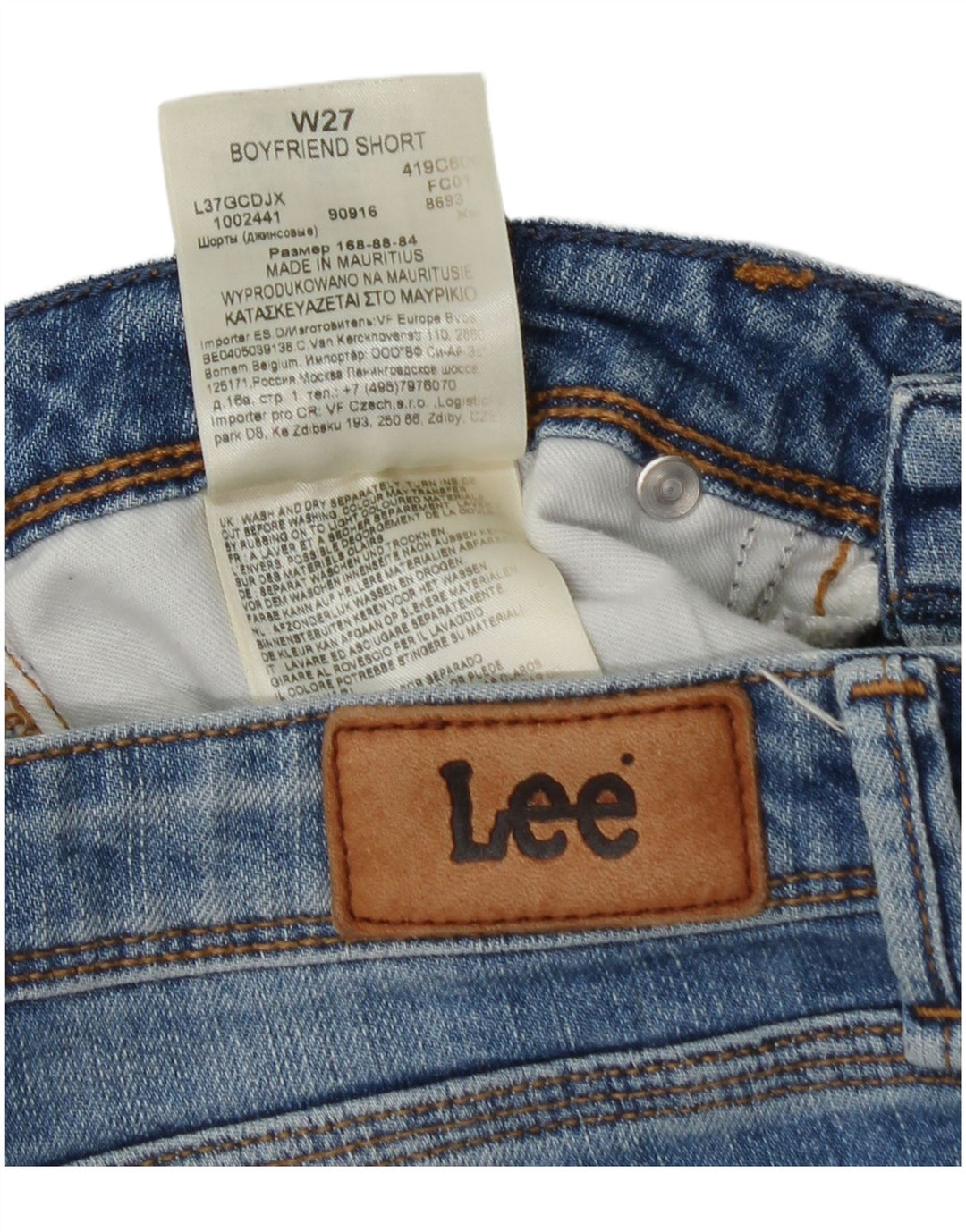 LEE Womens Boyfriend Denim Shorts W27 Medium Blue Cotton