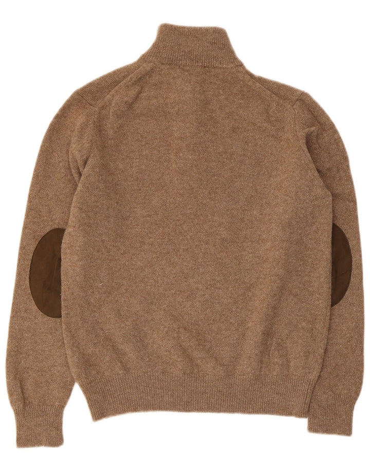 Женский свитер Hackett с воротником на молнии, Великобритания 14, средний коричневый цвет из овечьей шерсти