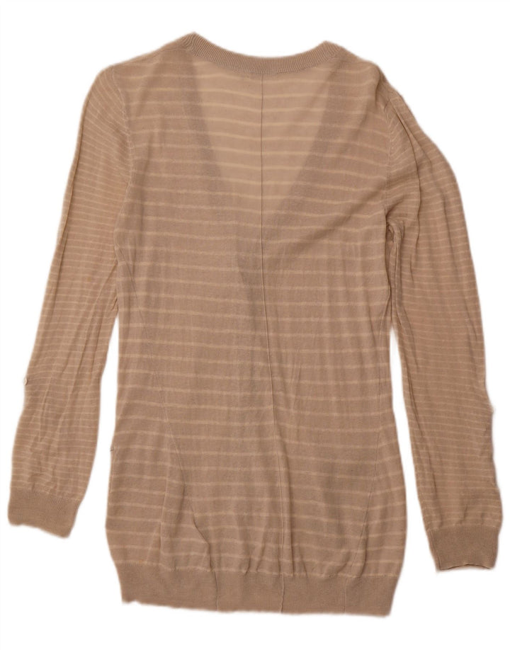 Женский кардиган-свитер WHITE STUFF UK 14, лен в большую бежевую полоску