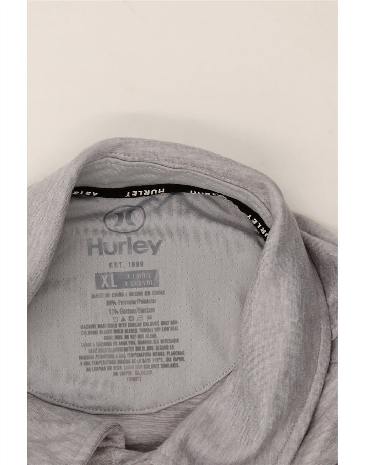 HURLEY Mens Polo Shirt XL Grey Polyester Vintage Hurley and Second-Hand Hurley from Messina Hembry 