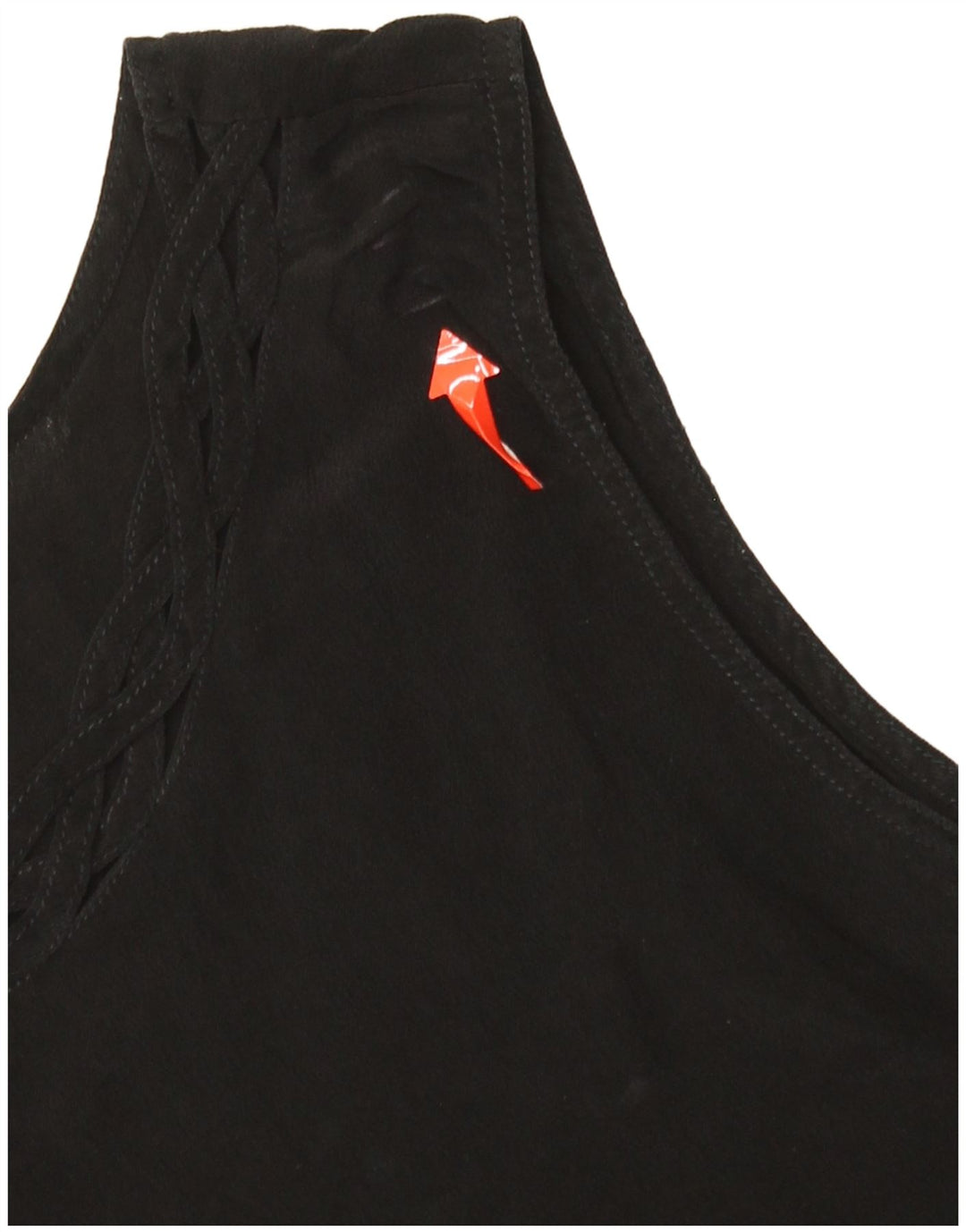 ВИНТАЖНАЯ Женская Блузка Без Рукавов Топ Великобритания 14 Средний Черный Шелк