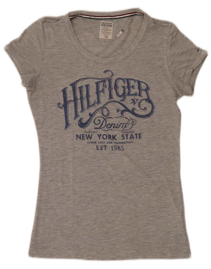 Женская футболка с рисунком Tommy Hilfiger Top UK 12, средний серый полиэстер