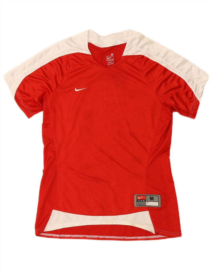 Женская футболка Nike Fit Dry, США, 8/10, средний красный, полиэстер с цветными блоками