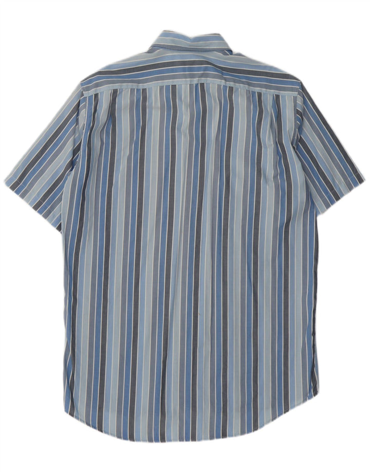 LACOSTE Мужская рубашка с коротким рукавом, размер 40, средний размер, синяя полоска, хлопок