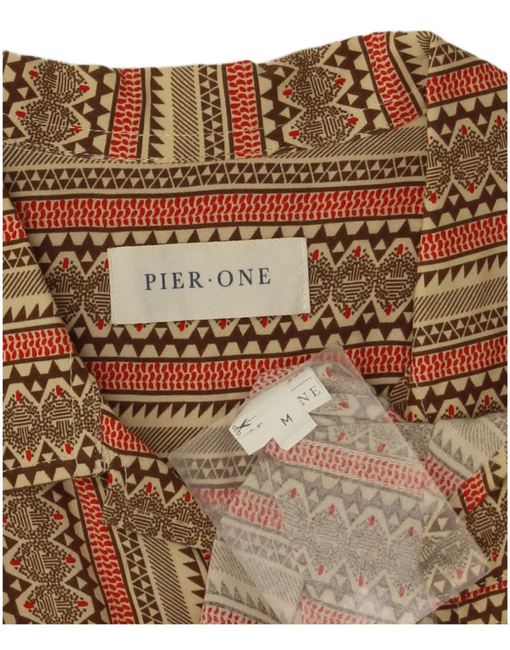 Мужская рубашка с коротким рукавом Pier One, средний хаки, в полоску