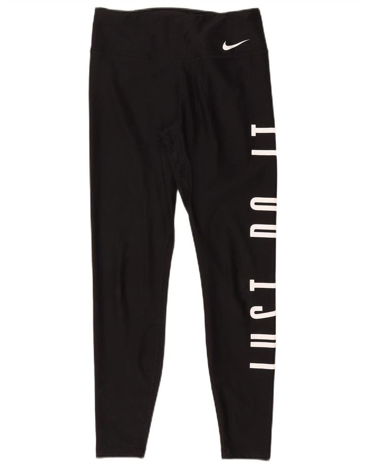 Женские леггинсы с рисунком Nike Dri Fit UK 10, маленькие черные, полиэстер