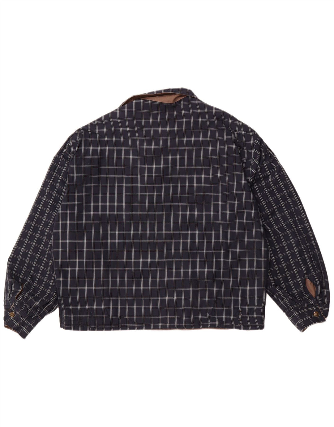 Мужская двусторонняя куртка VINTAGE UK 40, большая коричневая клетка в клетку, полиэстер