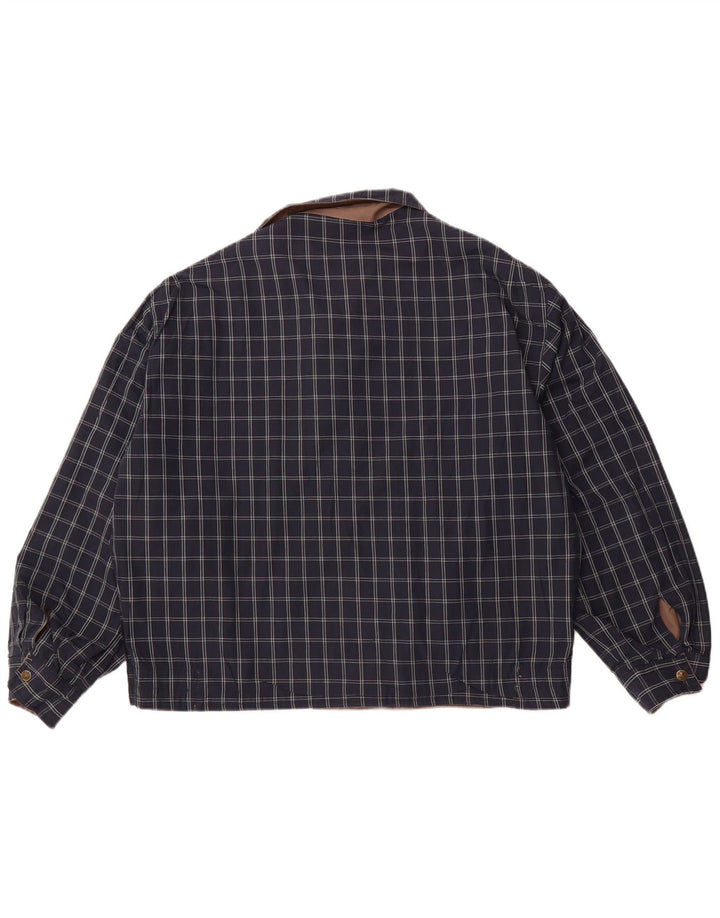 Мужская двусторонняя куртка VINTAGE UK 40, большая коричневая клетка в клетку, полиэстер