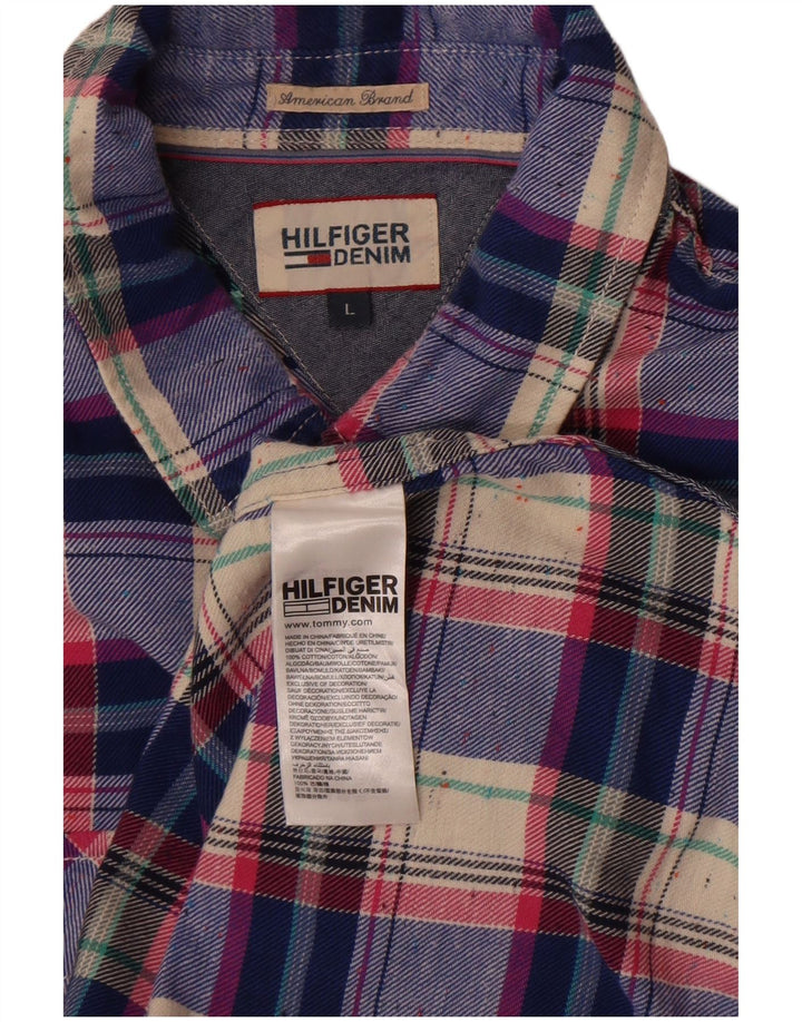 Мужская рубашка Tommy Hilfiger в крупную синюю клетку из хлопка