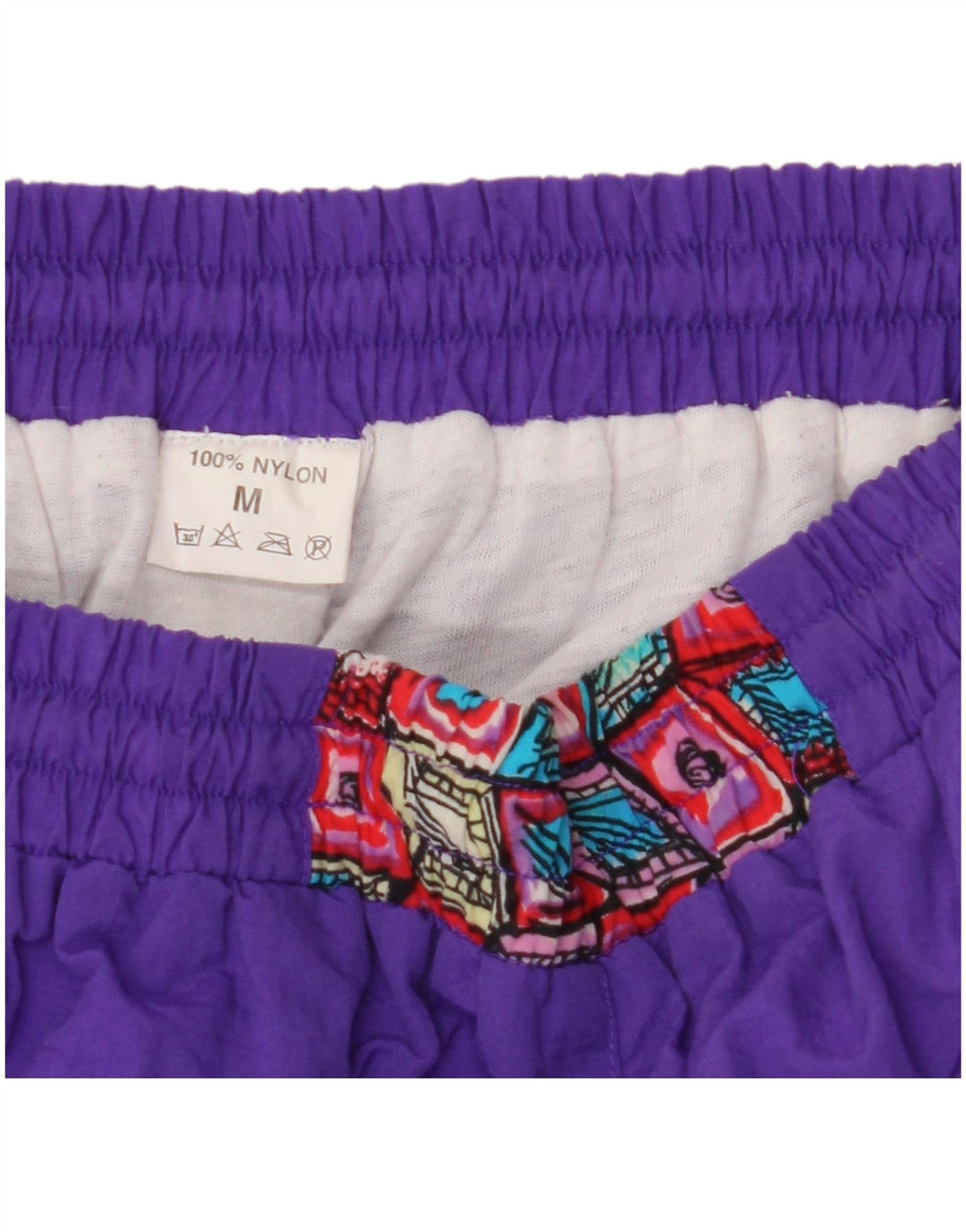 ВИНТАЖНЫЕ женские спортивные брюки Джоггеры Великобритания 14 Средний Фиолетовый с геометрическим рисунком