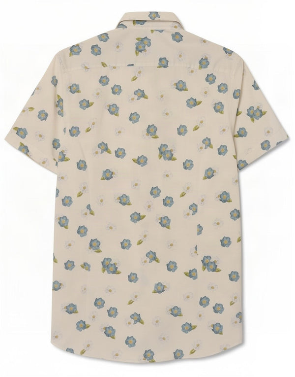 Ted Baker Mens Short Sleeve Shirt Size 2 Small White Floral Cotton