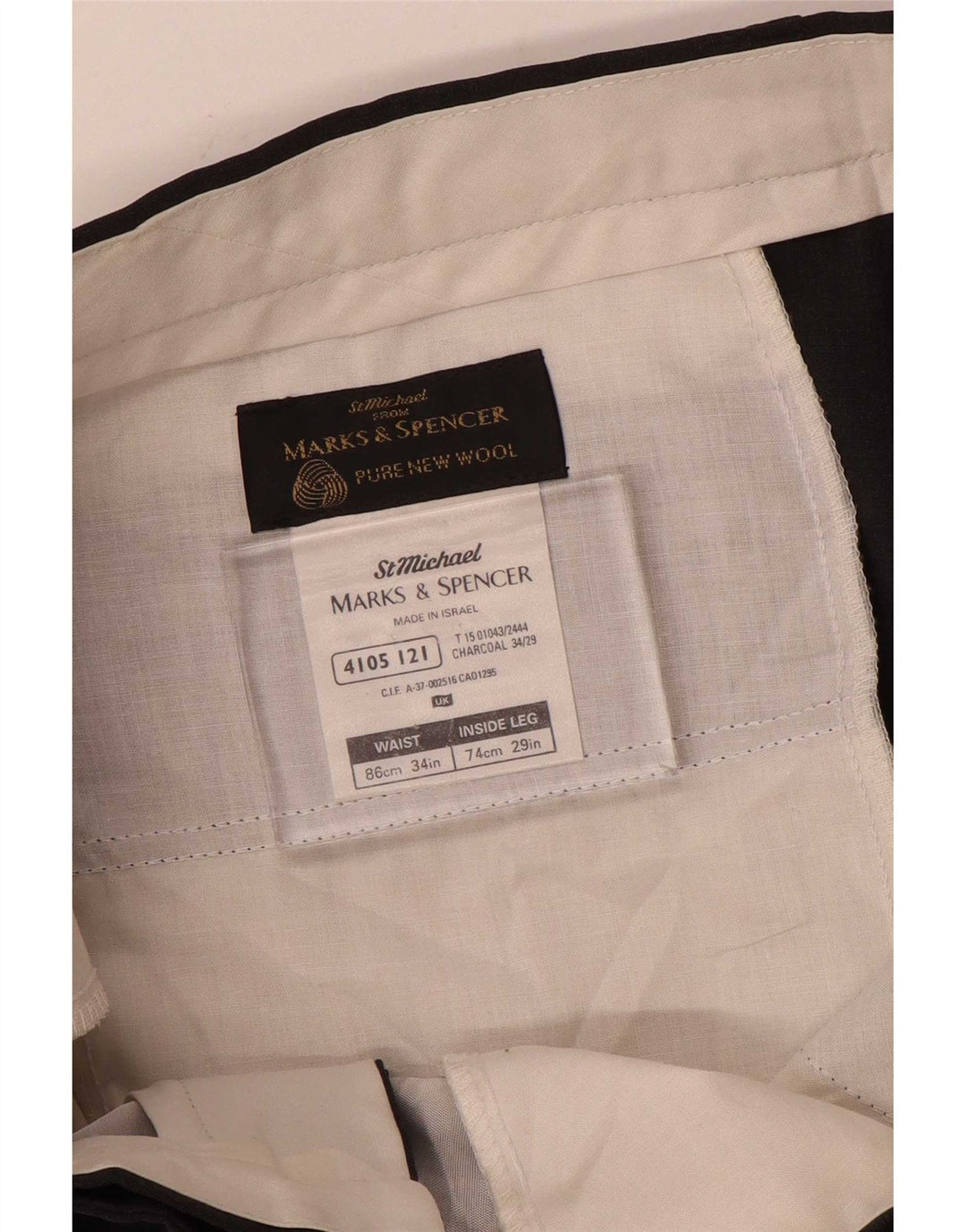 Мужские костюмные брюки Marks & Spencer W34 L29 серые, шерстяные