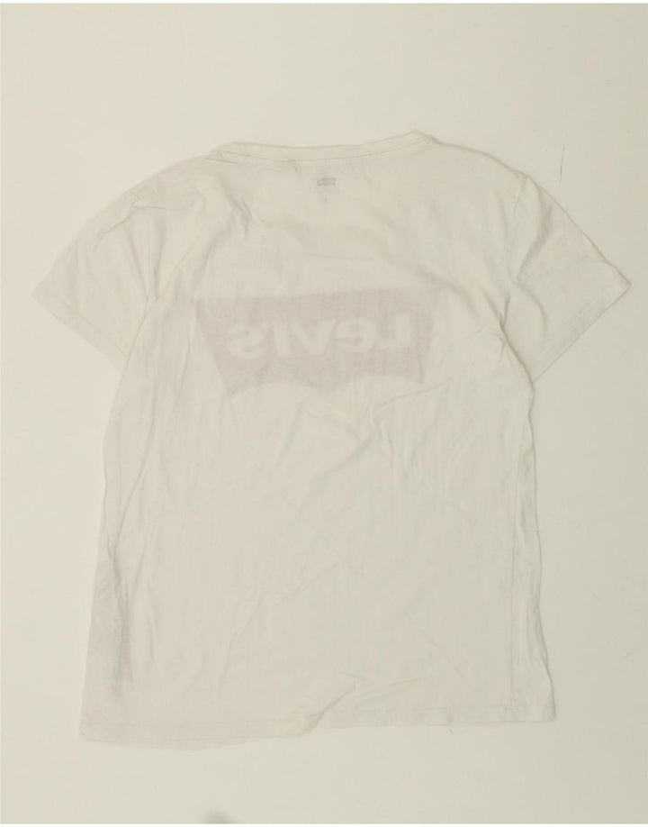 LEVI'S Womens Graphic T-Shirt Top UK 12 Medium White Cotton Vintage Levi's and Second-Hand Levi's from Messina Hembry 