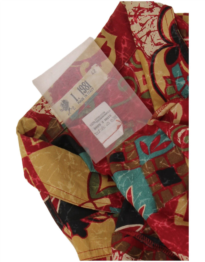 Винтажный женский пиджак с абстрактным узором IT 42, средний красный цвет с цветными блоками