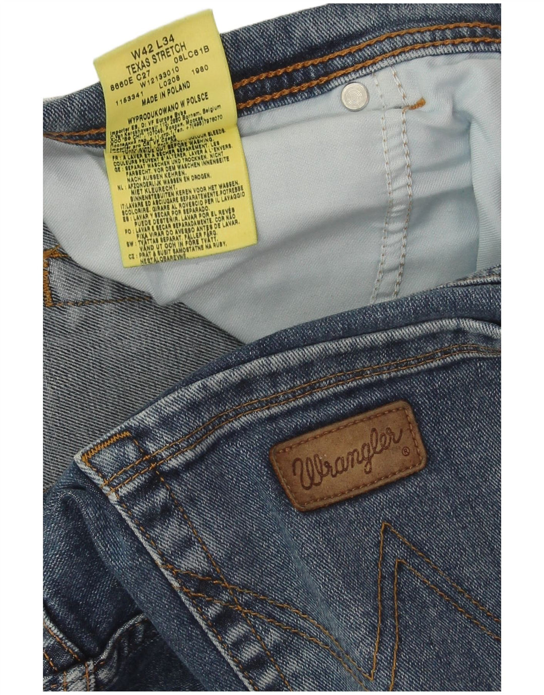 Мужские прямые джинсы Wrangler Texas Stretch W42 L34, синий хлопок